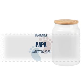 Werdender Papa 2026 Vatertag Ankündigung - Panorama Keksdose mit Holzdeckel - Weiß - Vorne