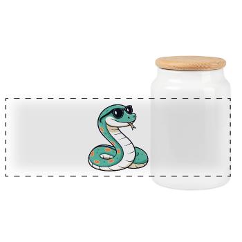 Snake Casual Sunglasses - Panoramic Cookie Jar with Wooden Lid - white - Front