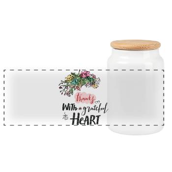 Merci - Boîte à biscuits avec couvercle en bois - blanc - Devant