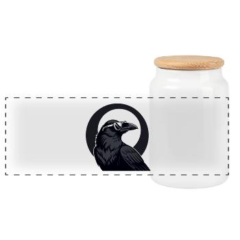 Urban crow in sunglasses - Panoramic Cookie Jar with Wooden Lid - white - Front