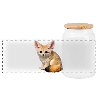 Fennec-Wüstenfuchs - Panorama Keksdose mit Holzdeckel - Weiß - Vorne