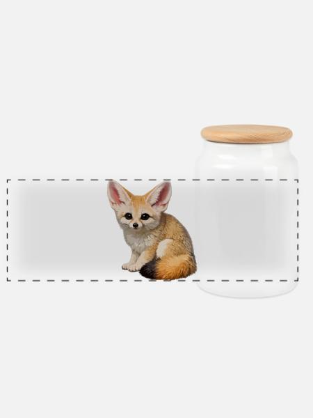 Fennec-Wüstenfuchs - Panorama Keksdose mit Holzdeckel - Weiß