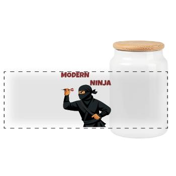 Moderne Ninja Dart Wurfkunst - Panorama Keksdose mit Holzdeckel - Weiß - Vorne