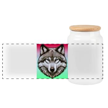 Wolf - Panorama Keksdose mit Holzdeckel - Weiß - Vorne