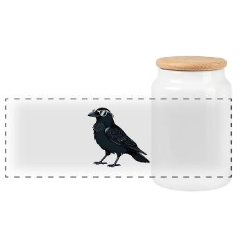 Corbeau chic lunettes blanches - Boîte à biscuits avec couvercle en bois - blanc - Devant
