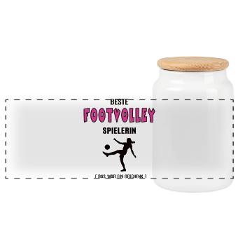 Beste Footvolley Spielerin Footvolleyspielerin - Panorama Keksdose mit Holzdeckel - Weiß - Vorne