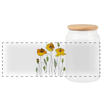 Fleur - Boîte à biscuits avec couvercle en bois - blanc - Devant