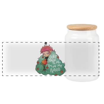 Ne me parle pas, j’ai mes règles - Boîte à biscuits avec couvercle en bois - blanc - Devant