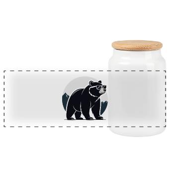 Mountain Black Bear Glasses - Panoramic Cookie Jar with Wooden Lid - white - Front