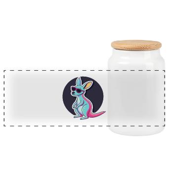 Pastell-Känguru-Hipster-Brille - Panorama Keksdose mit Holzdeckel - Weiß - Vorne