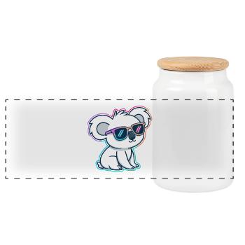 Koala néon lunettes - Boîte à biscuits avec couvercle en bois - blanc - Devant