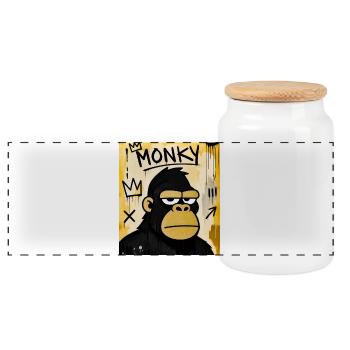 Monky Graffiti Ape - Boîte à biscuits avec couvercle en bois - blanc - Devant