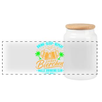 Malle 2026 Lecker Bierchen Malle Drinking Club - Panorama Keksdose mit Holzdeckel - Weiß - Vorne