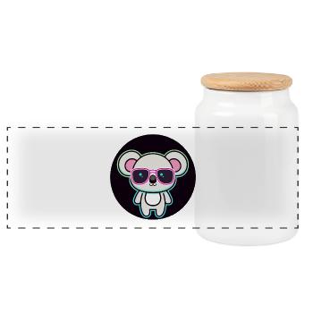 Koala Kawaii Neon et Lunettes Roses - Boîte à biscuits avec couvercle en bois - blanc - Devant