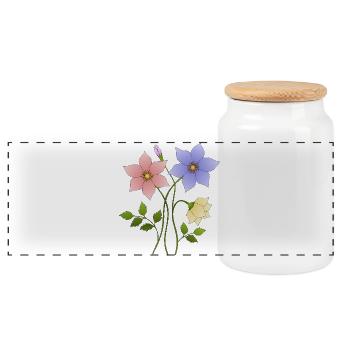 Blumen - Panorama Keksdose mit Holzdeckel - Weiß - Vorne