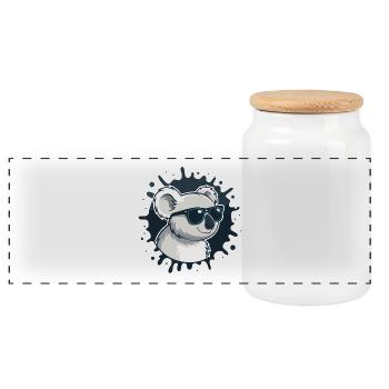 Koala-Chic-Brille auf blauem Splash - Panorama Keksdose mit Holzdeckel - Weiß - Vorne