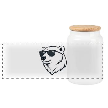 Eisbär Dunkle Brille - Panorama Keksdose mit Holzdeckel - Weiß - Vorne
