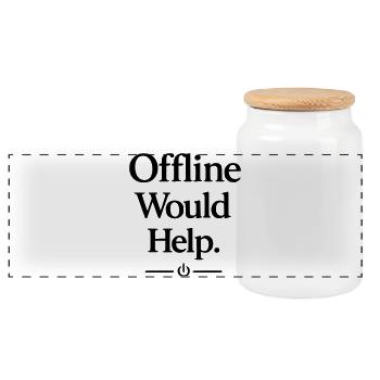 Offline Would Help - Panoramic Cookie Jar with Wooden Lid - white - Front