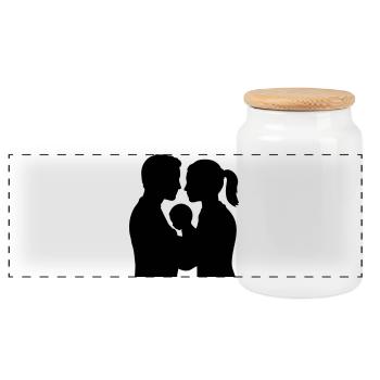 Familie Silhouette Eltern Kinder Liebe Zusammen - Panorama Keksdose mit Holzdeckel - Weiß - Vorne