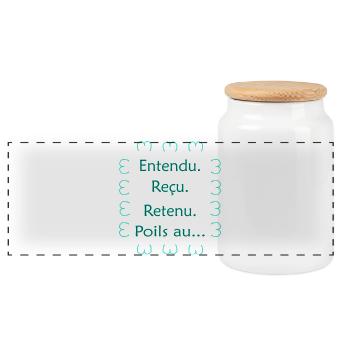 Entendu. Reçu. Retenu. Poils au... Vert - Boîte à biscuits avec couvercle en bois - blanc - Devant