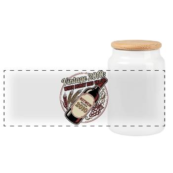 Vintage Rotwein - Panorama Keksdose mit Holzdeckel - Weiß - Vorne