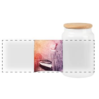 Bateau sur le lac - œuvres sculptées à la main - Boîte à biscuits avec couvercle en bois - blanc - Devant