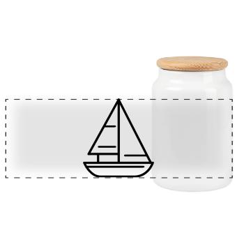 voilier - Boîte à biscuits avec couvercle en bois - blanc - Devant