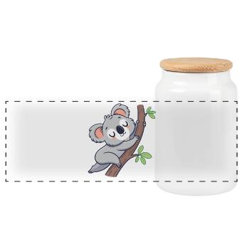 Traumhafter Koala auf einem Ast - Panorama Keksdose mit Holzdeckel - Weiß - Vorne