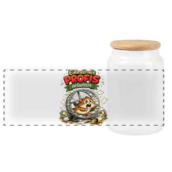 Einmal ohne Idioten / Einmal mit Profis war früher - Panorama Keksdose mit Holzdeckel - Weiß - Vorne