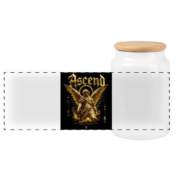 Golden Angel Ascensus - Panoramic Cookie Jar with Wooden Lid - white - Front