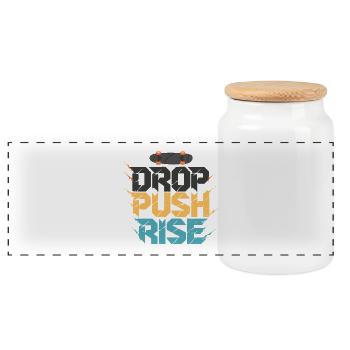 Drop Push Rise Skateboard Art - Panoramic Cookie Jar with Wooden Lid - white - Front
