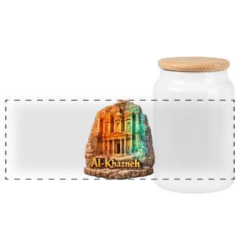 AlKhazneh Petra Regenbogen - Panorama Keksdose mit Holzdeckel - Weiß - Vorne