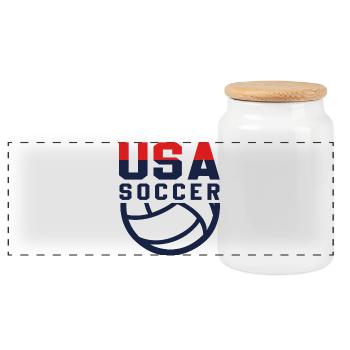 USA Soccer - Panoramic Cookie Jar with Wooden Lid - white - Front