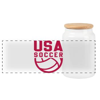 USA Soccer - Panoramic Cookie Jar with Wooden Lid - white - Front