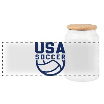 USA Soccer - Panoramic Cookie Jar with Wooden Lid - white - Front