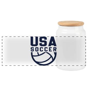 USA Soccer - Panoramic Cookie Jar with Wooden Lid - white - Front