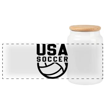 USA Soccer - Panoramic Cookie Jar with Wooden Lid - white - Front