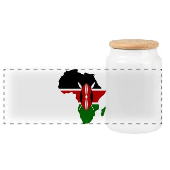 Kenia_Flagge_Afrika_used - Panorama Keksdose mit Holzdeckel - Weiß - Vorne