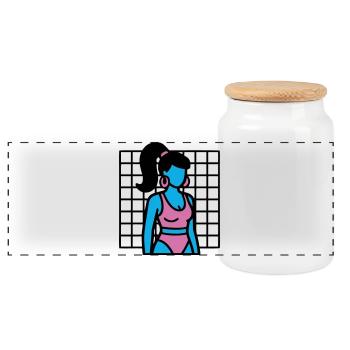 90er Fitness Girl Vaporwave - Panorama Keksdose mit Holzdeckel - Weiß - Vorne