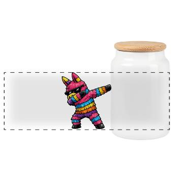 Dabbing Pinata - Panoramic Cookie Jar with Wooden Lid - white - Front