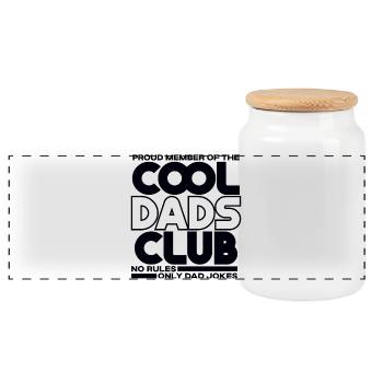 Cool Dads Club - Dad Father's Day Gift - Panoramic Cookie Jar with Wooden Lid - white - Front
