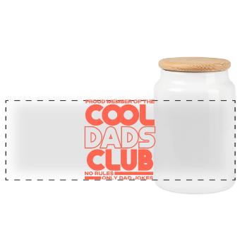 Dad Gift Father's Day - Cool Dads Club - Panoramic Cookie Jar with Wooden Lid - white - Front