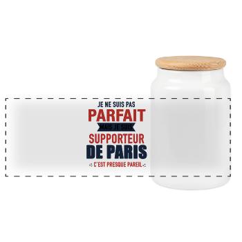 Cadeau Supporter Paris Foot Parisien Humour - Boîte à biscuits avec couvercle en bois - blanc - Devant