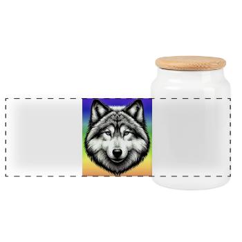 Wolf - Panorama Keksdose mit Holzdeckel - Weiß - Vorne
