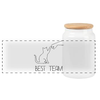 Équipe Chat Poing - Boîte à biscuits avec couvercle en bois - blanc - Devant