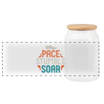 Pace Stumble Soar — Colorful Motivation - Panoramic Cookie Jar with Wooden Lid - white - Front