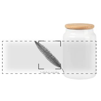 Fern leaf (Nephrolepis auriculata) - Panoramic Cookie Jar with Wooden Lid - white - Front