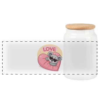 Koala Heart Love pastel - Panoramic Cookie Jar with Wooden Lid - white - Front