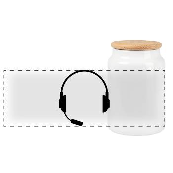 Headset With Microphone - Panoramic Cookie Jar with Wooden Lid - white - Front