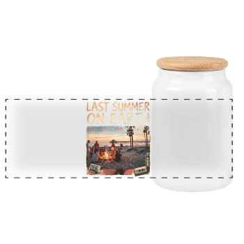 Last Summer On Earth - Panoramic Cookie Jar with Wooden Lid - white - Front